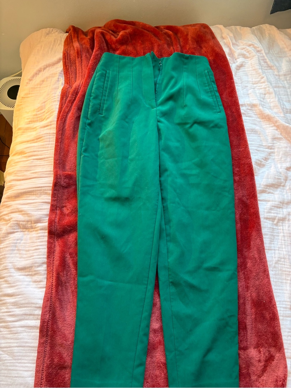Zara Emerald Green High-Waist Trousers